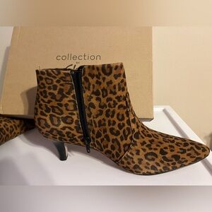 Clarks Brown Leopard Print Ankle Boots